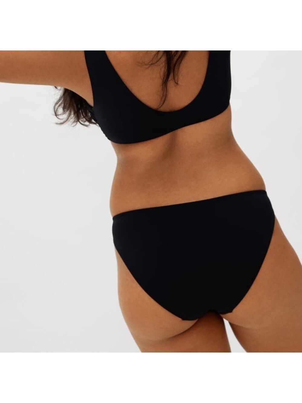 NWT EVERLANE THE BIKINI BOTTOM Renew Black Swimsuit Beach Full Coverage small